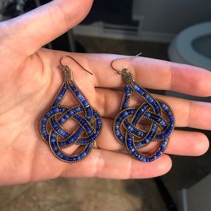 Blue beaded drop earrings